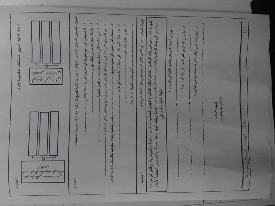 NDQ5NDA1MQ171720 صور اختبار نهائي لمادة التاريخ للصف الثامن الفصل الاول 2019 نموذج B وكالة